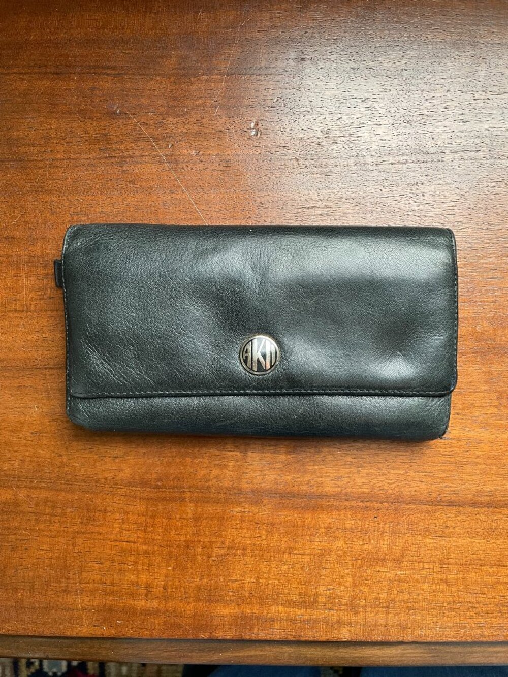 Anne Klein Genuine Leather Black Trifold Wallet